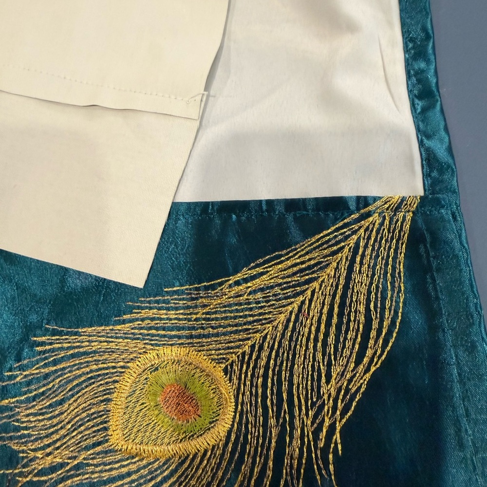 Blue drapes with Gold Embroidered Peacock Feathers. - Picture 6 of 6